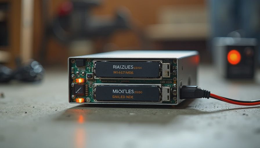 Homemade low-power backup box with enterprise SSDs on concrete floor